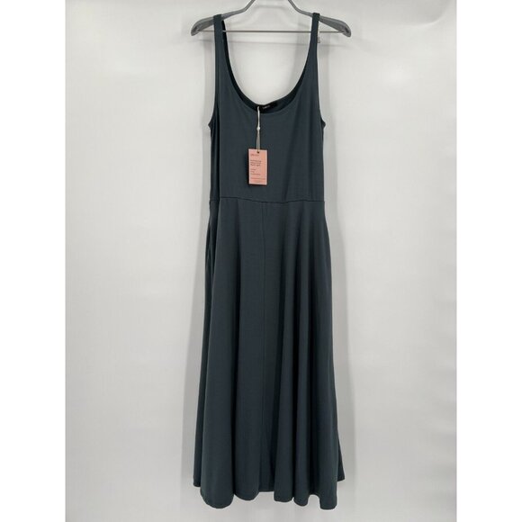 Quince Women’s Dark Olive Tencel Jersey Fit & Flare Dress sz XS Sleeveless Midi - Picture 1 of 5